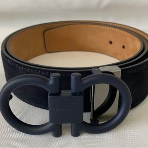 Salvatore Ferragamo Men’s Blue Suede Belt